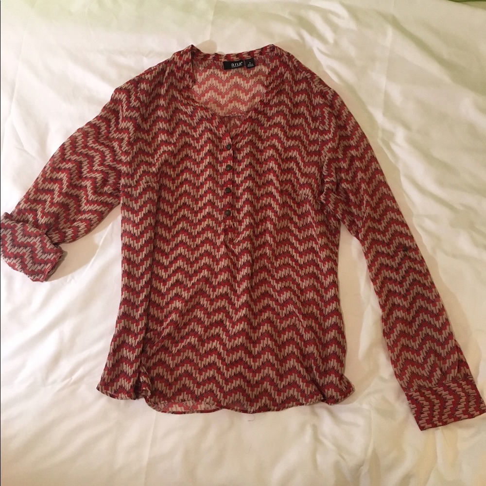 Chevron Style Long Sleeve Blouse